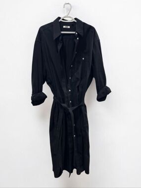 Uniqlo Black Button-Front Shirt Dress